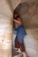 Lori climbing stairs in Sagrada Familia