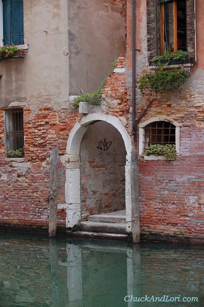 Venice arched steps down to canal