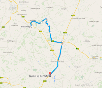 Chuck and Lori's Travel Blog - Our Driving Route in the Cotswolds