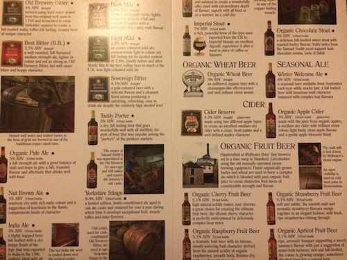 Chuck and Lori's Travel Blog - The Cheshire Cheese's Ale Menu