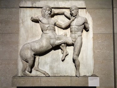 Chuck and Lori's Travel Blog - Centaur-Lapith Battle Stone Relief from British Museum