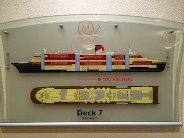 Chuck and Lori's Travel Blog - A Queen Mary 2 Deck Plan Placard