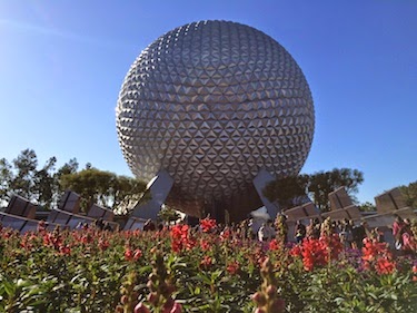 Chuck and Lori's Travel Blog - Spaceship Earth With Flowers