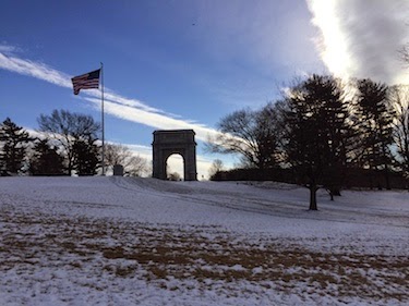 Chuck and Lori's Travel Blog - Arch Memorial and Flag, Valley Forge, PA