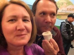 Chuck and Lori's Travel Blog - Lori and Chuck in the Ben & Jerry's Tasting Room