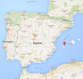 Map of Spain, from Google Maps, (c) Google.com