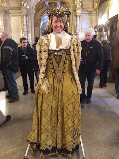 Travel blogger Lori, ready for her opera debut, Vienna, Austria